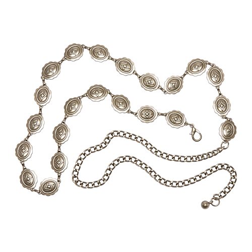 Arizona 20mm Oval Concho Chain Womens Belt In Silver