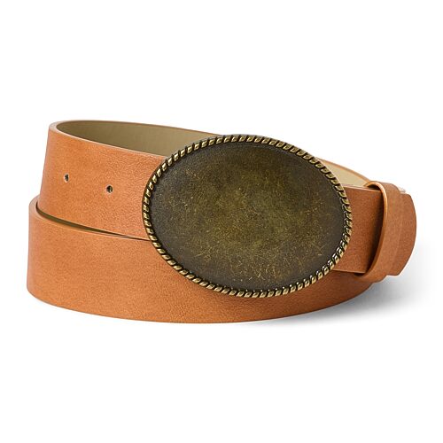 Ana 35mm Oval Plaque Womens Belt In Brown