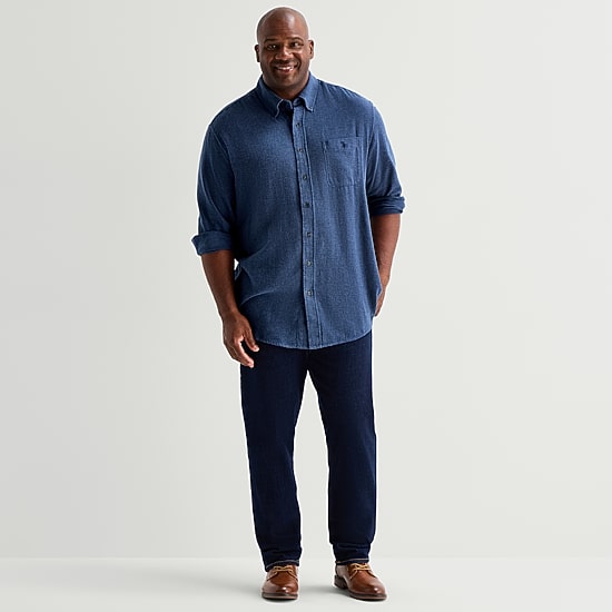 U.S. Polo Assn. Mens Long Sleeve Regular Fit Embroidered Big and Tall Button-Down Shirt