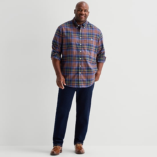 U.S. Polo Assn. Mens Long Sleeve Regular Fit Embroidered Big and Tall Button-Down Shirt