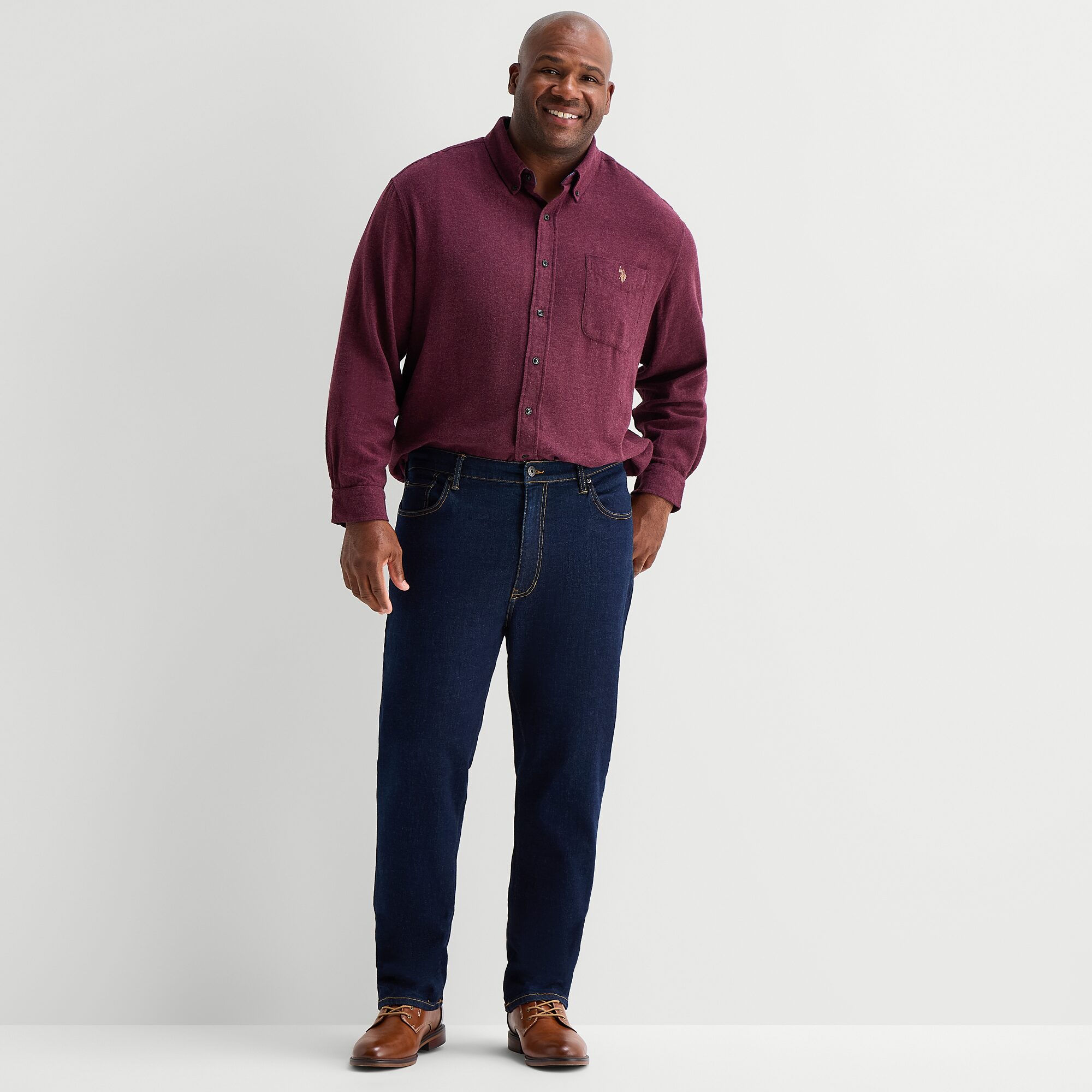 U.S. Polo Assn. Mens Long Sleeve Regular Fit Big and Tall Button-Down Shirt