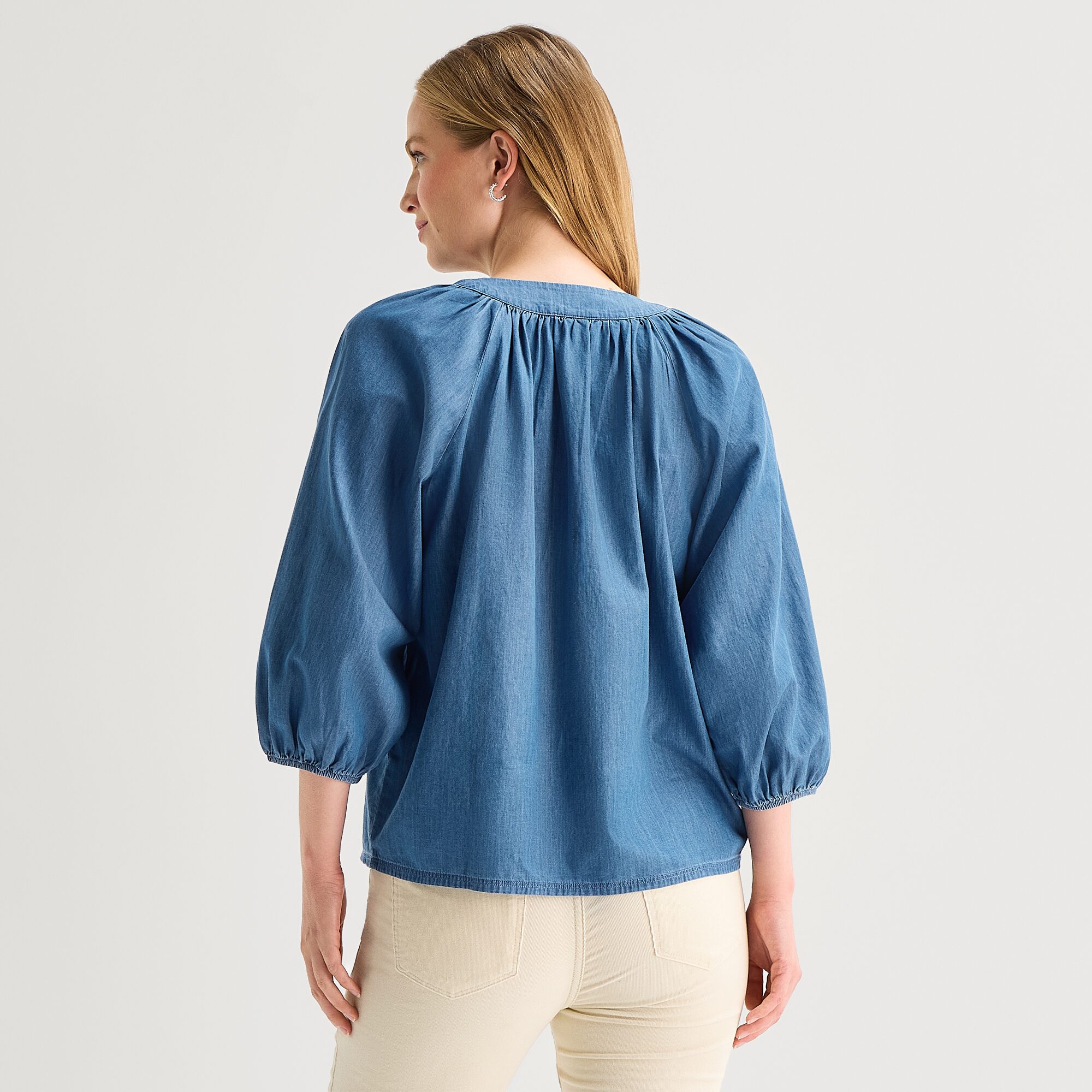St. John's Bay Womens Split Crew Neck 3/4 Sleeve Blouse