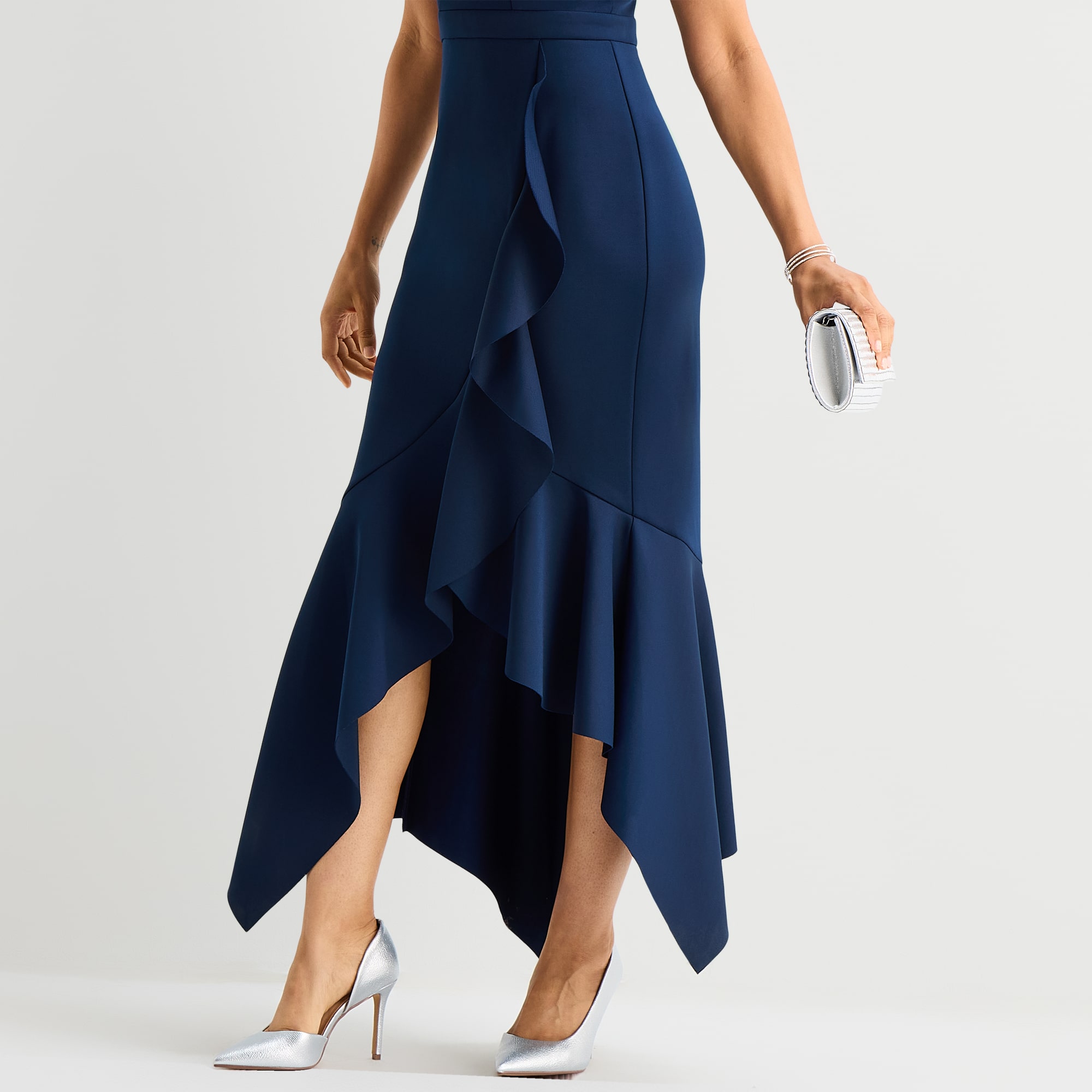 DJ Jaz Womens High-Low V Neck Sleeveless Evening Gown