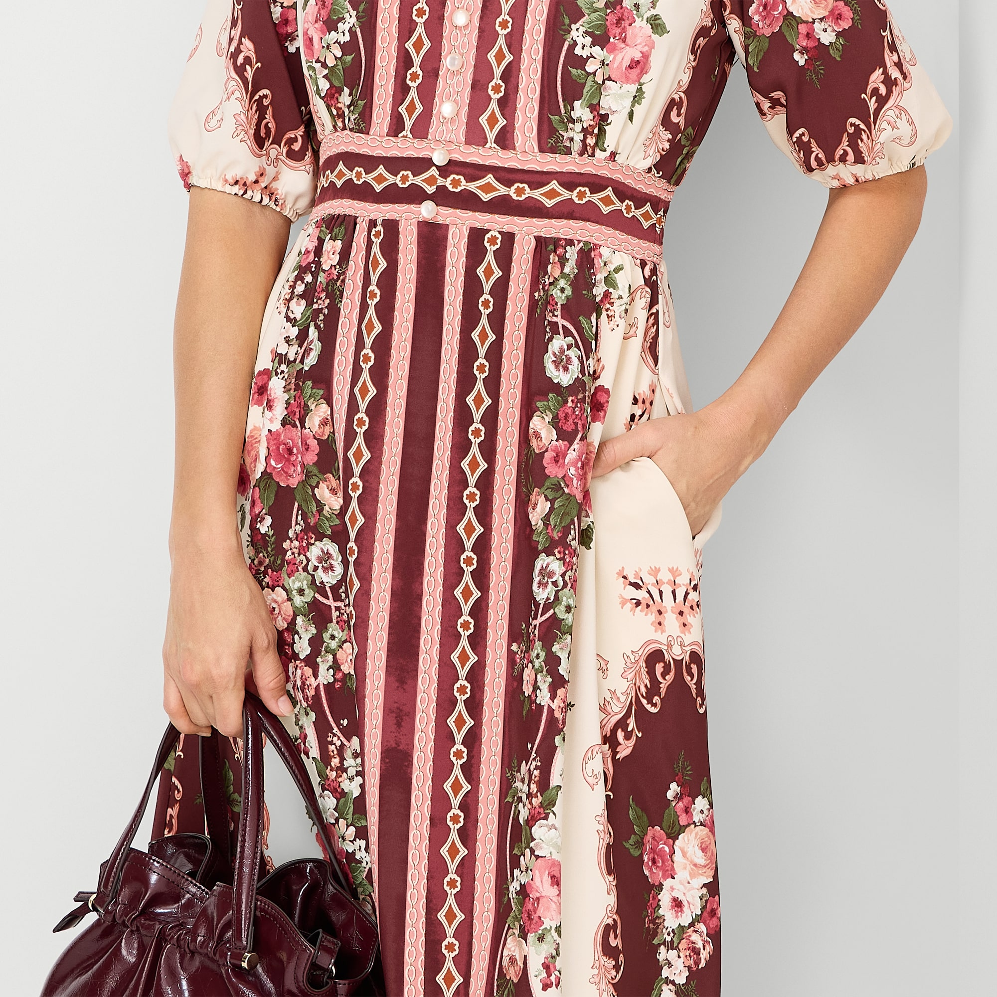 Danny & Nicole Womens Short Sleeve Midi Floral Shirt Dress