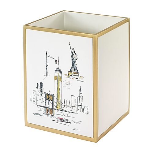 Nicole Miller City Girl Trash Can In White