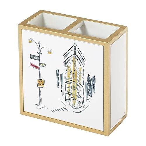 Nicole Miller City Girl Toothbrush Holder In White