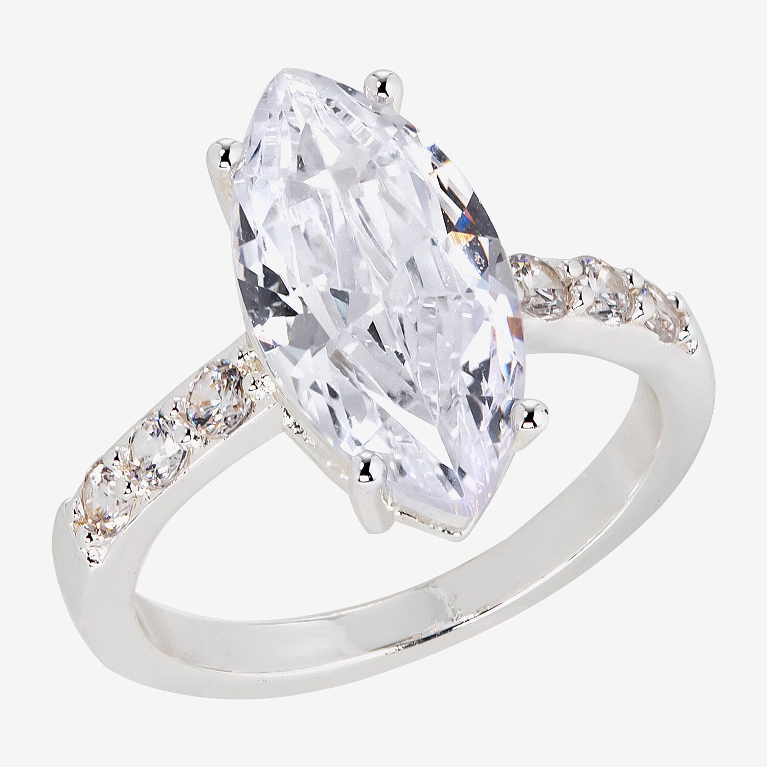 Sparkle Allure Womens Cubic Zirconia Pure Silver Over Brass Engagement Ring