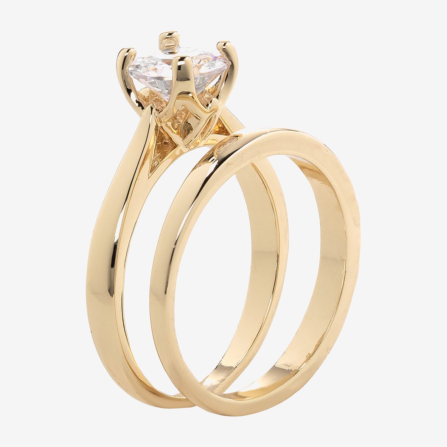 Sparkle Allure Womens Cubic Zirconia 14K Gold Over Brass Round Bridal Set