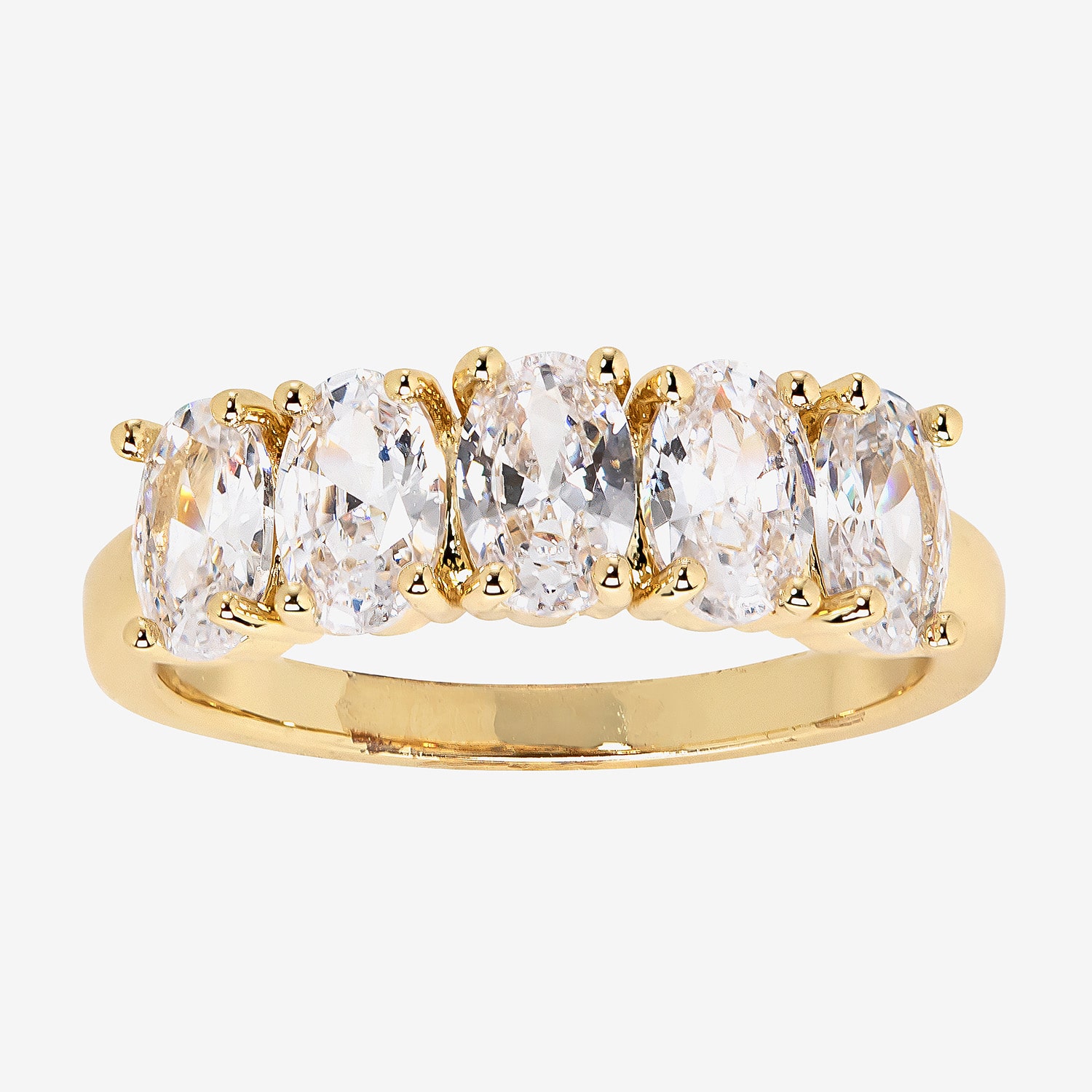 Sparkle Allure Womens Cubic Zirconia 14K Gold Over Brass Oval Engagement Ring