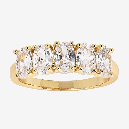 Sparkle Allure Womens Cubic Zirconia 14K Gold Over Brass Oval Engagement Ring, 9, Yellow