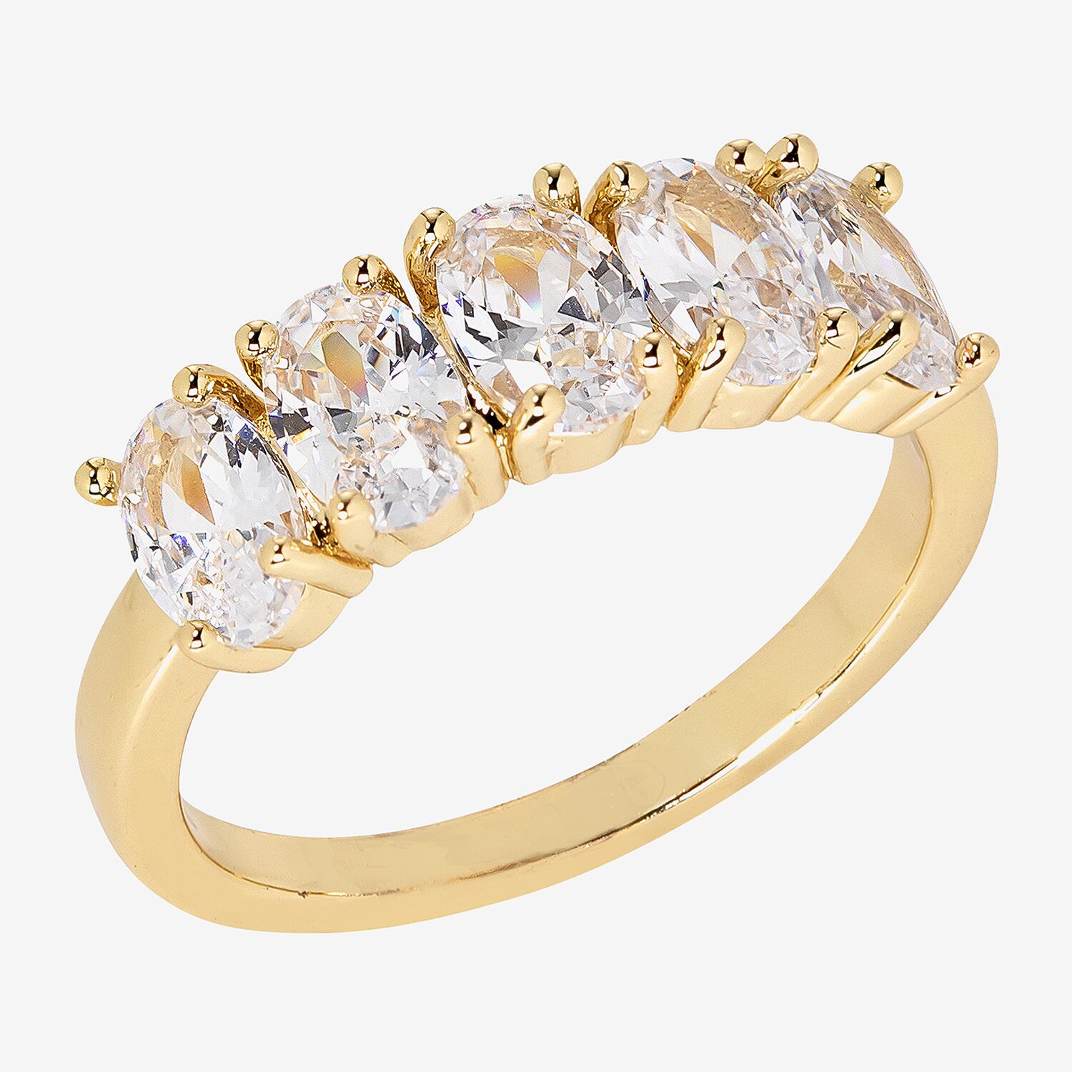 Sparkle Allure Womens Cubic Zirconia 14K Gold Over Brass Oval Engagement Ring