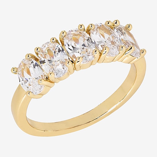 Sparkle Allure Womens Cubic Zirconia 14K Gold Over Brass Oval Engagement Ring