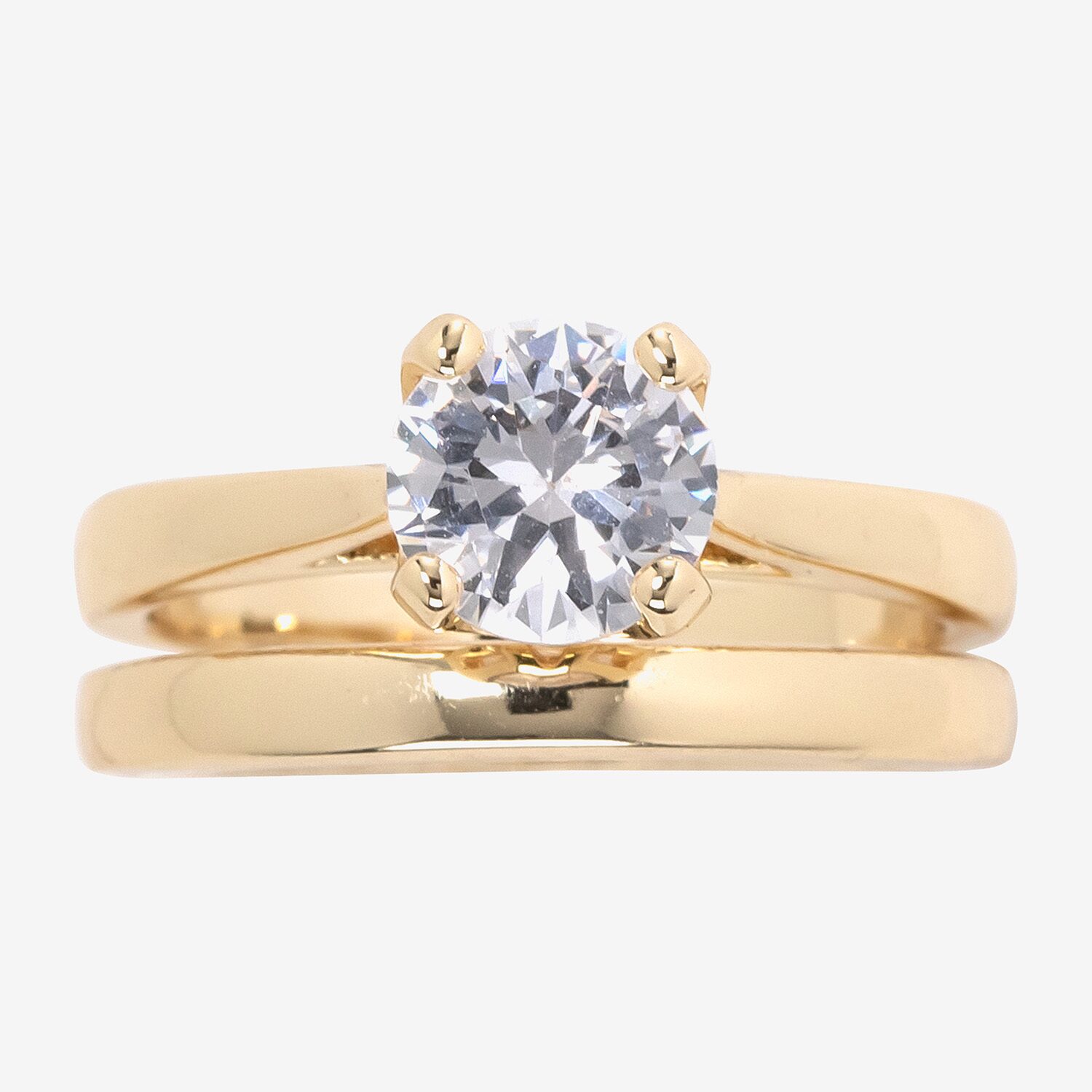 Sparkle Allure Womens Cubic Zirconia 14K Gold Over Brass Round Bridal Set