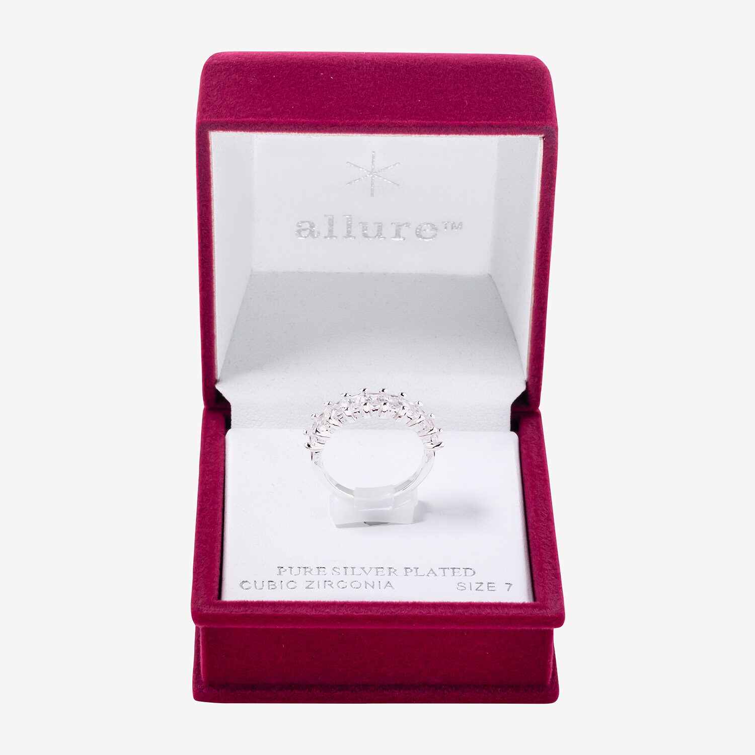 Sparkle Allure Womens Cubic Zirconia Pure Silver Over Brass Engagement Ring