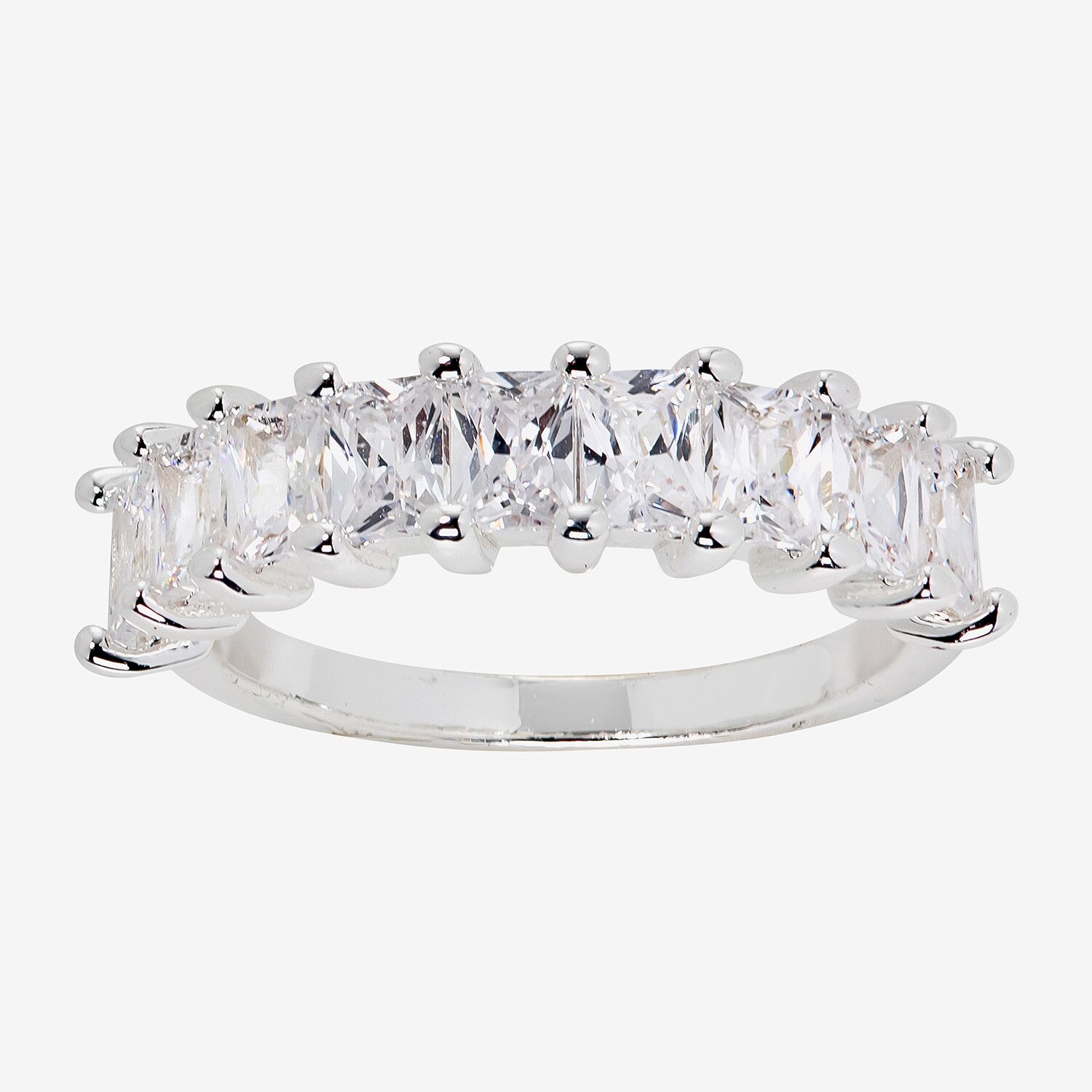 Sparkle Allure Womens Cubic Zirconia Pure Silver Over Brass Engagement Ring
