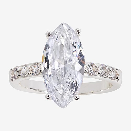 Sparkle Allure Womens Cubic Zirconia Pure Silver Over Brass Engagement Ring