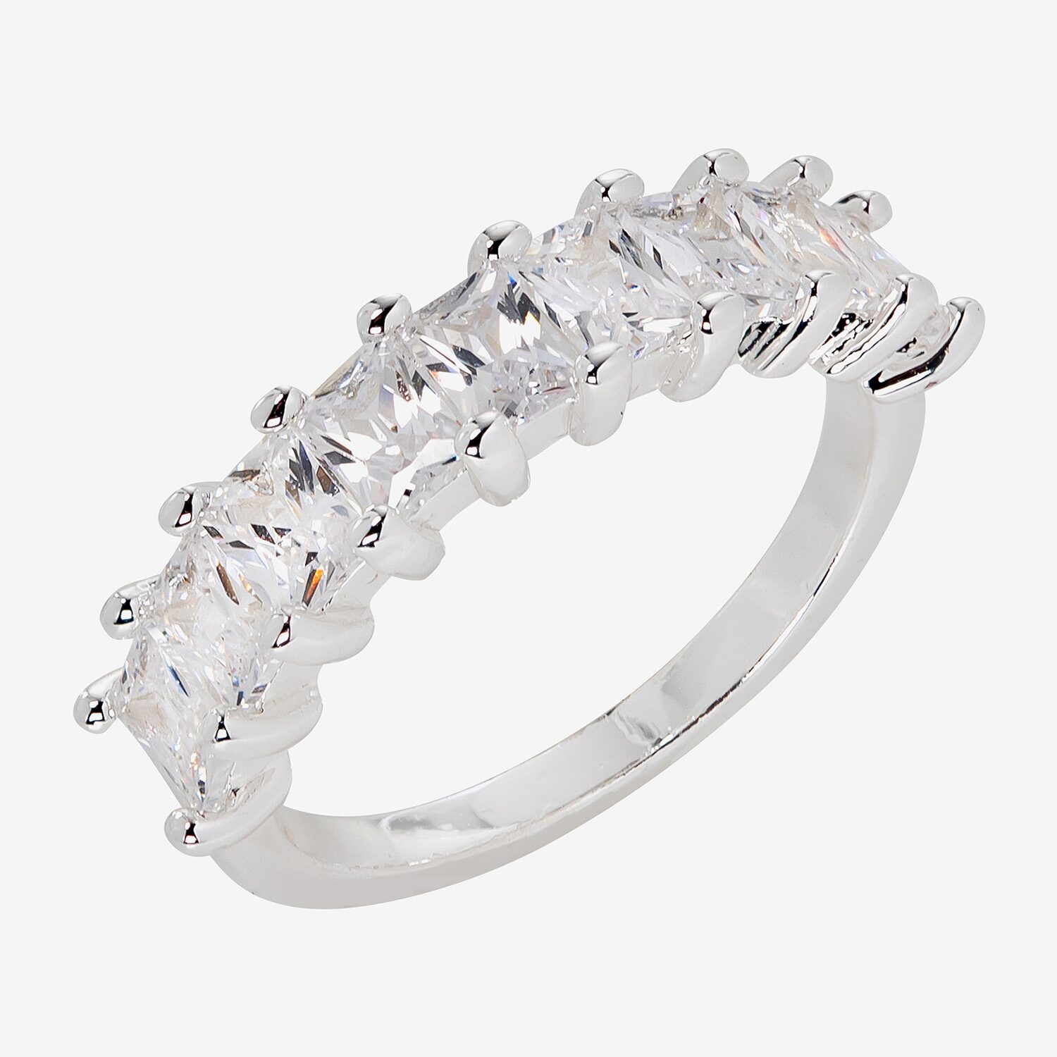 Sparkle Allure Womens Cubic Zirconia Pure Silver Over Brass Engagement Ring
