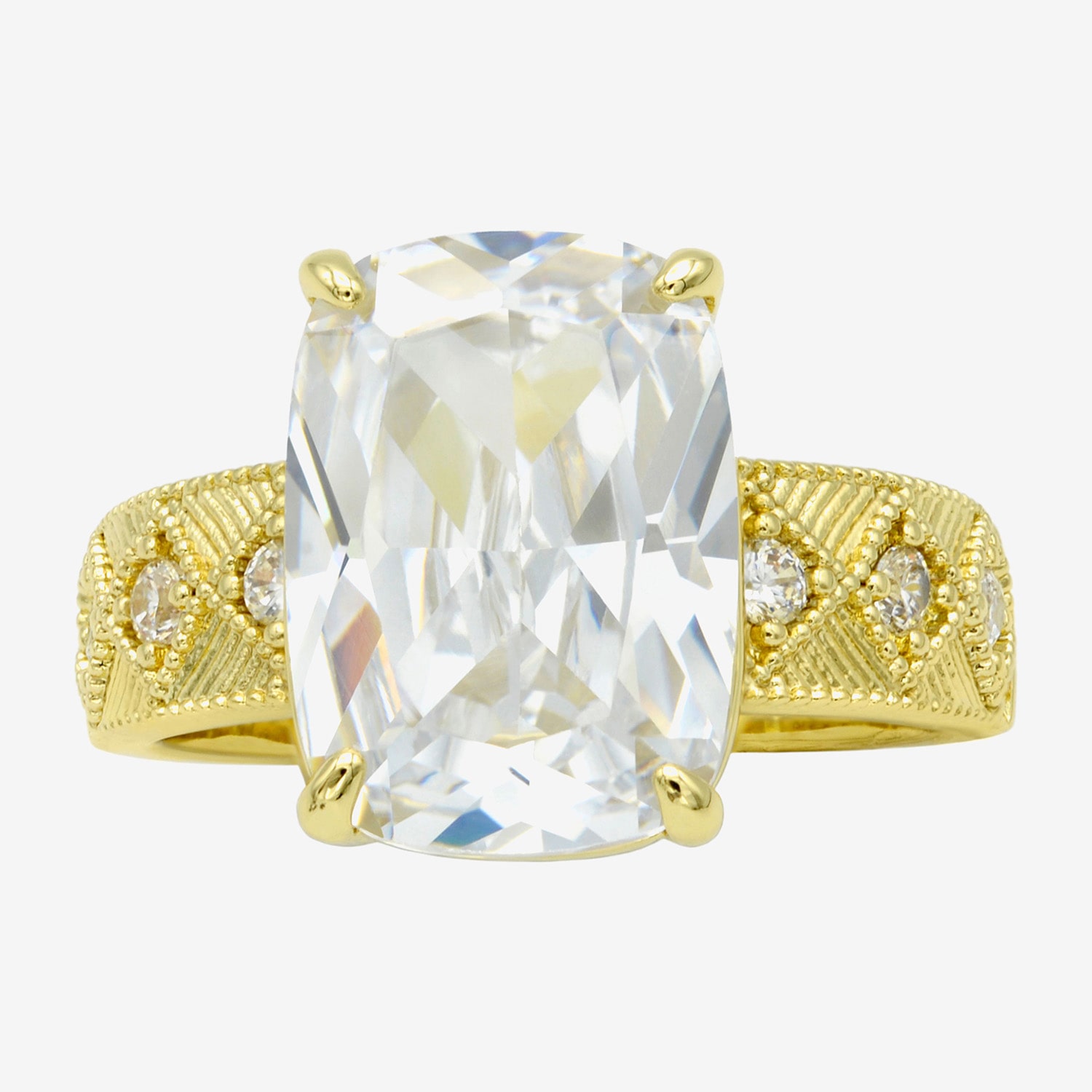 Sparkle Allure Womens Cubic Zirconia 14K Gold Over Brass Rectangular Engagement Ring