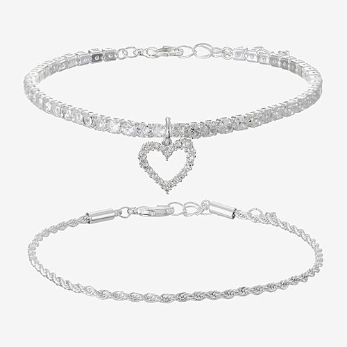 Sparkle Allure Womens Cubic Zirconia Pure Silver Over Brass 7.5 Inch Tennis Bracelet, One Size, Silver