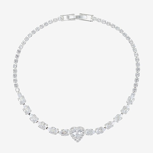 Sparkle Allure Womens Cubic Zirconia Pure Silver Over Brass 7.5 Inch Tennis Bracelet, One Size, Silver