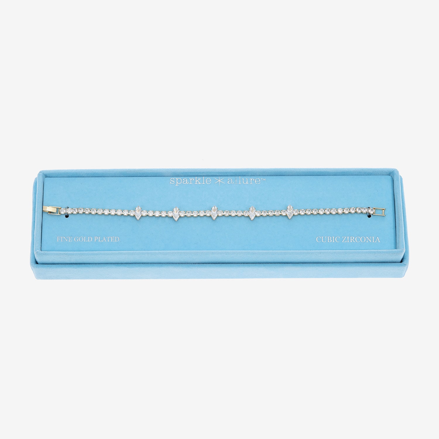 Sparkle Allure Womens Cubic Zirconia 14K Gold Over Brass 7.5 Inch Tennis Bracelet