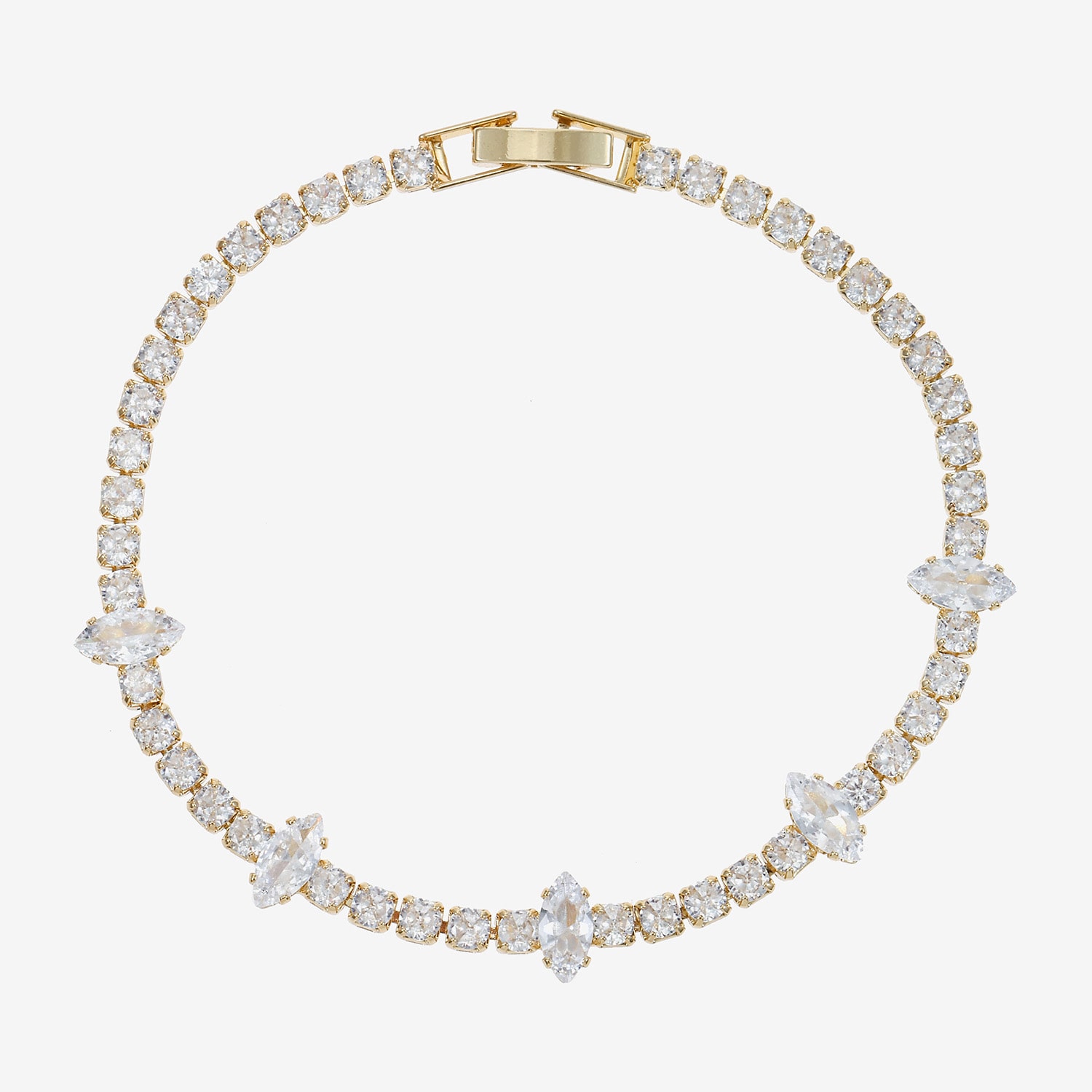 Sparkle Allure Womens Cubic Zirconia 14K Gold Over Brass 7.5 Inch Tennis Bracelet