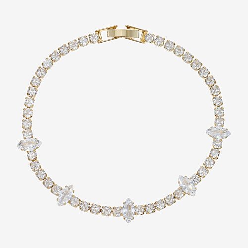Sparkle Allure Womens Cubic Zirconia 14K Gold Over Brass 7.5 Inch Tennis Bracelet, One Size, Yellow