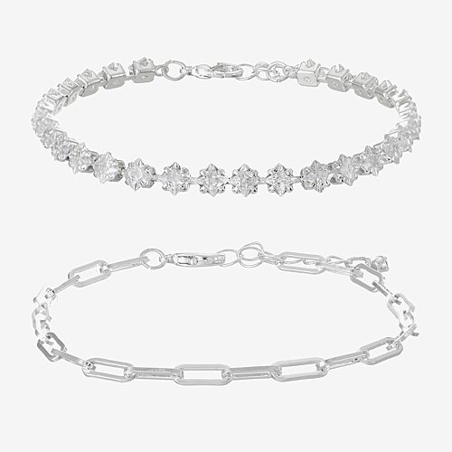Sparkle Allure Womens Cubic Zirconia Pure Silver Over Brass 7.5 Inch Tennis Bracelet, One Size, Silver