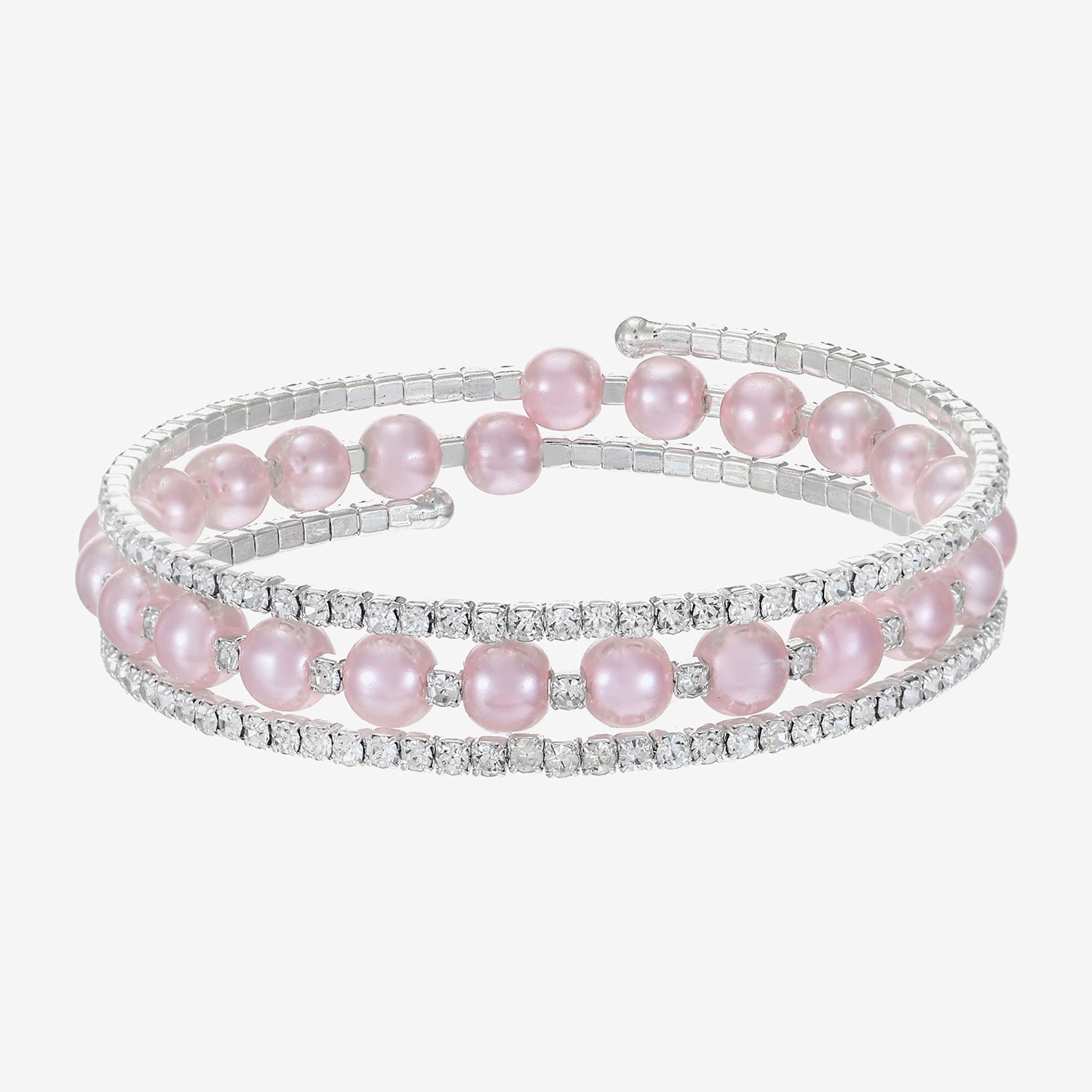 Sparkle Allure Womens Pink Cubic Zirconia Simulated Pearl Pure Silver Over Brass Tennis Bracelet