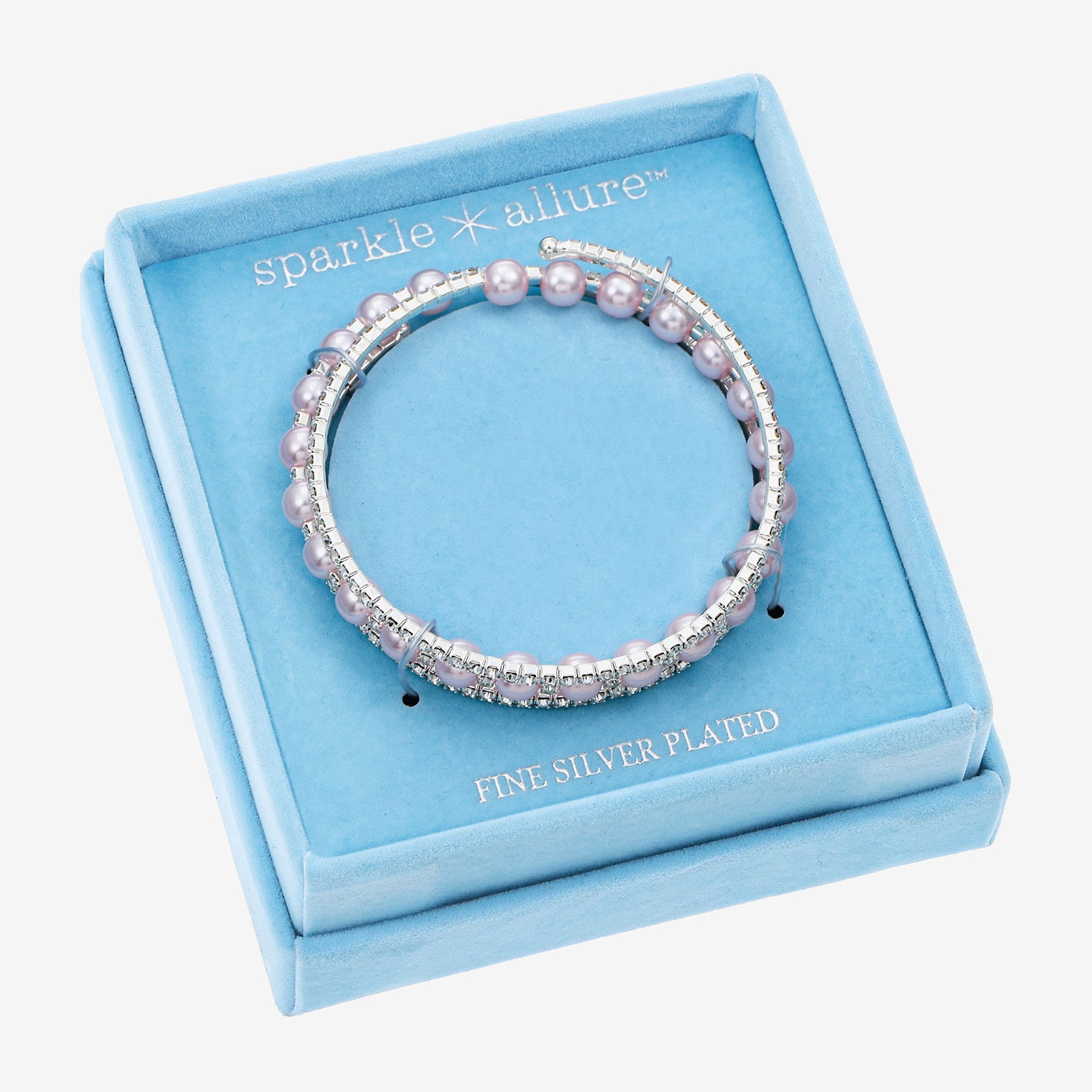 Sparkle Allure Womens Pink Cubic Zirconia Simulated Pearl Pure Silver Over Brass Tennis Bracelet