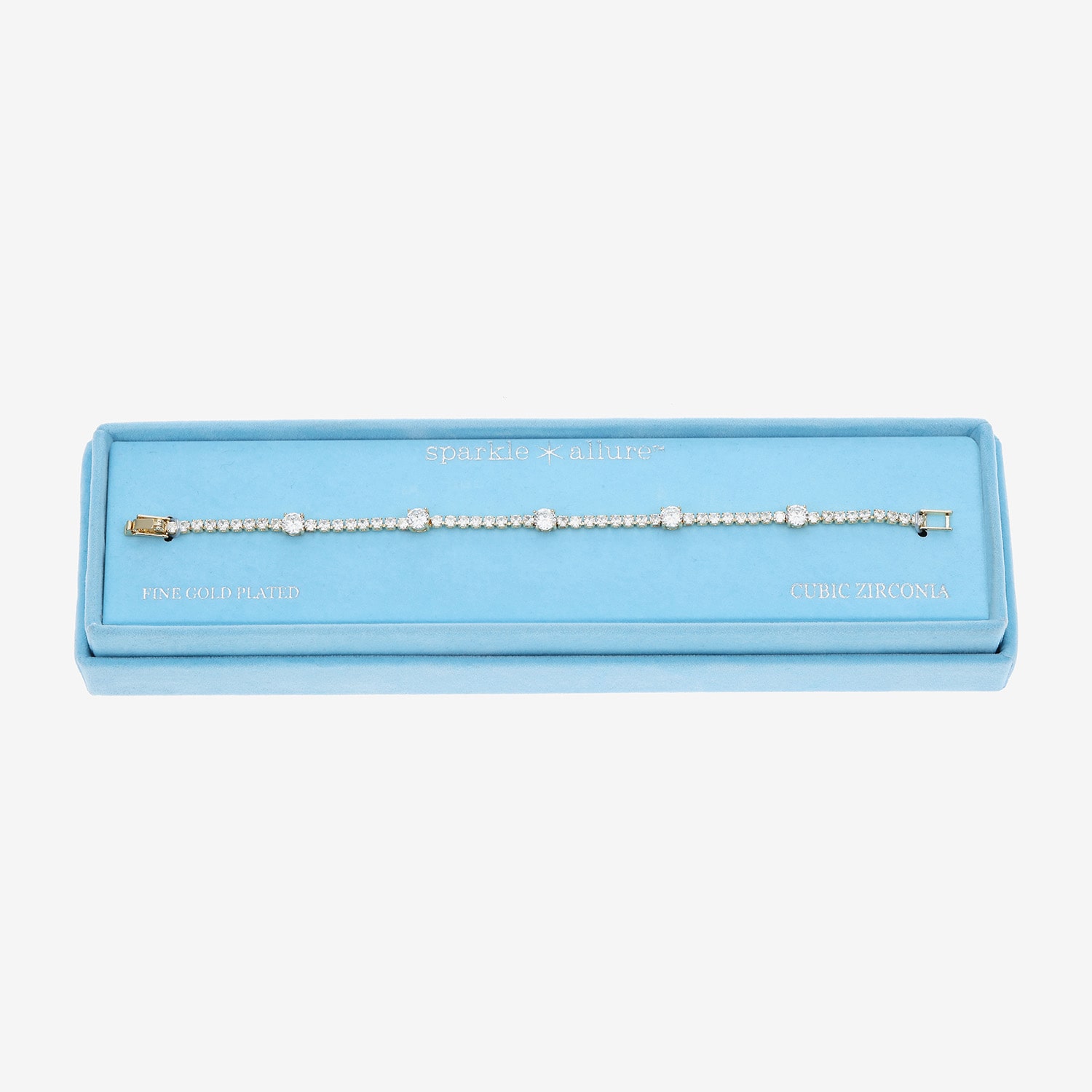 Sparkle Allure Womens Cubic Zirconia 14K Gold Over Brass 7.5 Inch Tennis Bracelet