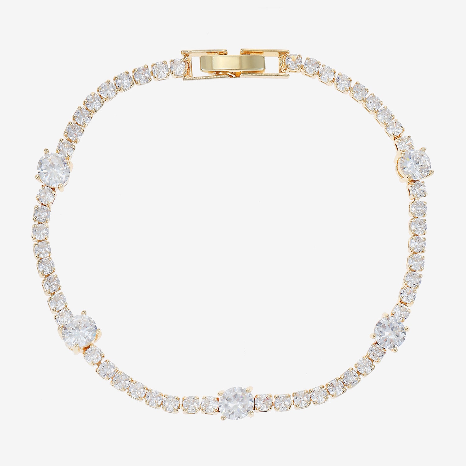 Sparkle Allure Womens Cubic Zirconia 14K Gold Over Brass 7.5 Inch Tennis Bracelet