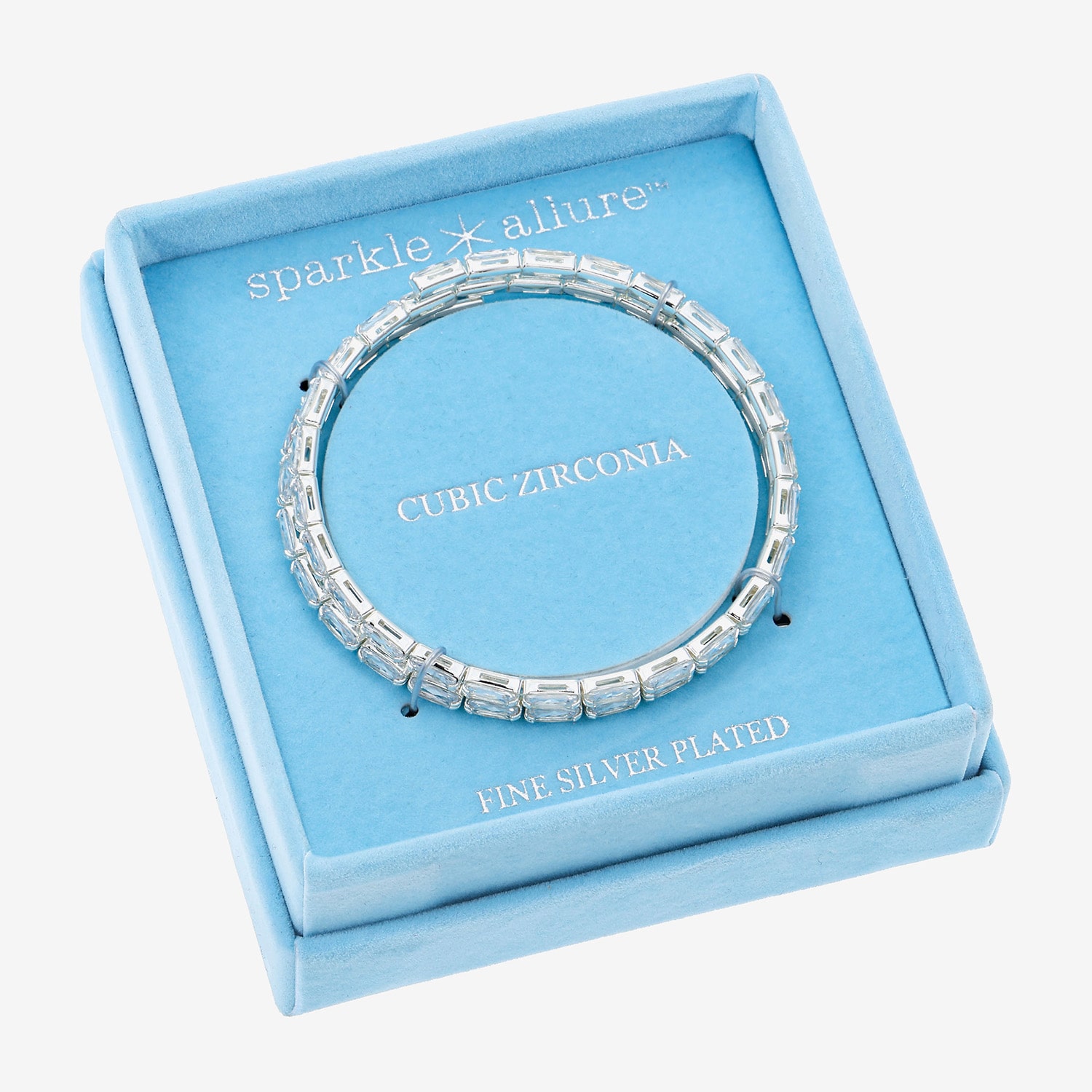Sparkle Allure Womens Cubic Zirconia Pure Silver Over Brass Tennis Bracelet