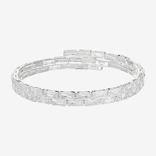 Sparkle Allure Womens Cubic Zirconia Pure Silver Over Brass Tennis Bracelet, One Size, Silver