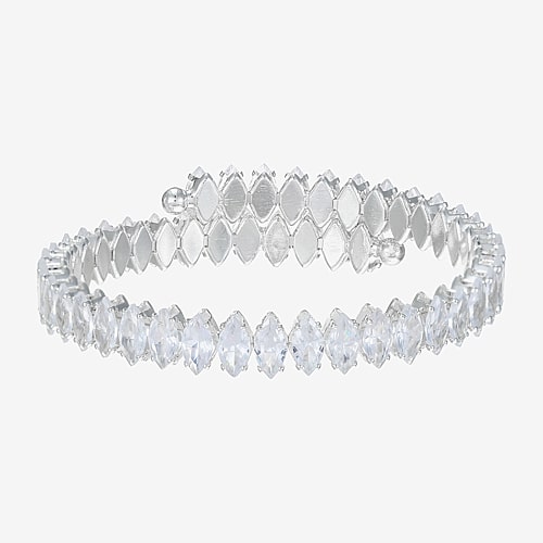 Sparkle Allure Womens Cubic Zirconia Pure Silver Over Brass Tennis Bracelet, One Size, Silver