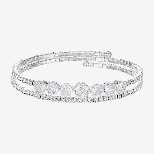 Sparkle Allure Womens Cubic Zirconia Pure Silver Over Brass Tennis Bracelet, One Size, Silver