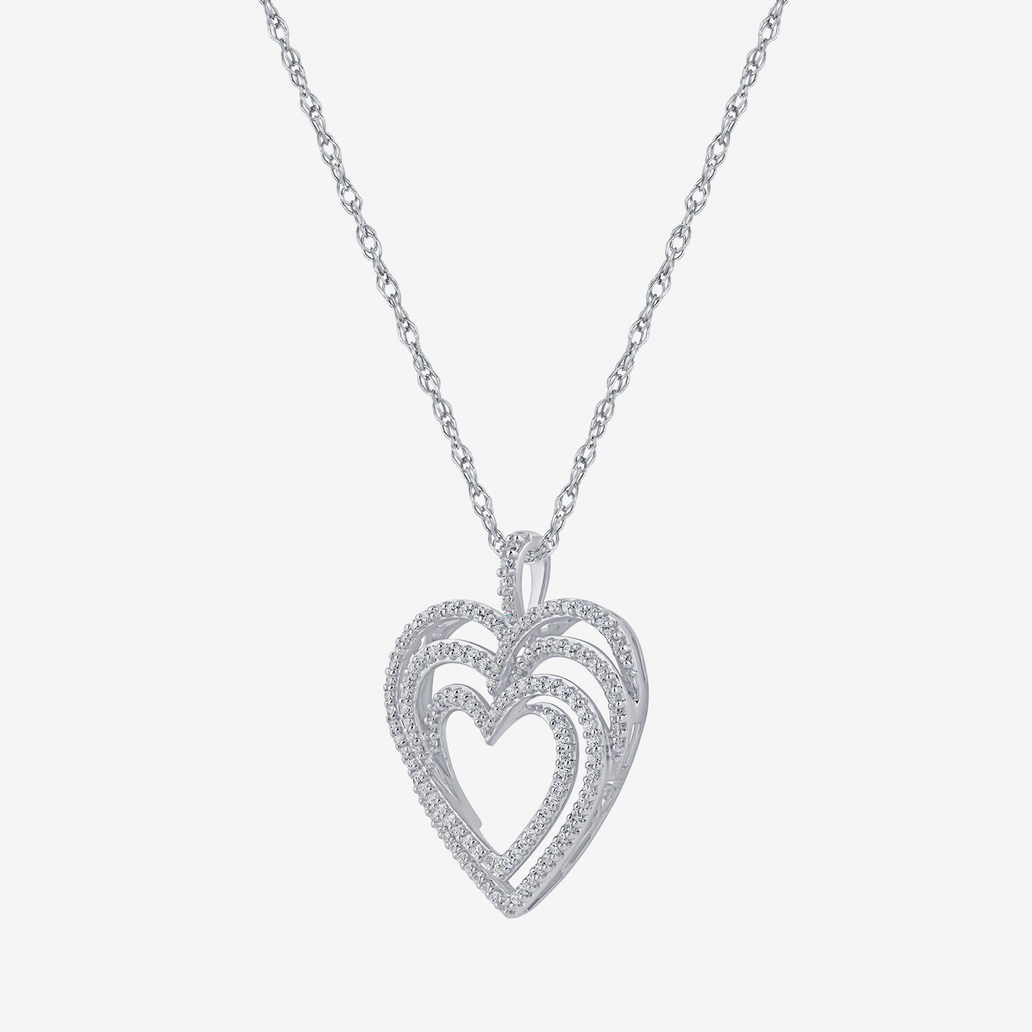 Limited Quantities! Womens 1/2 CT. Natural White Diamond Sterling Silver Heart 18 Inch Pendant Necklace
