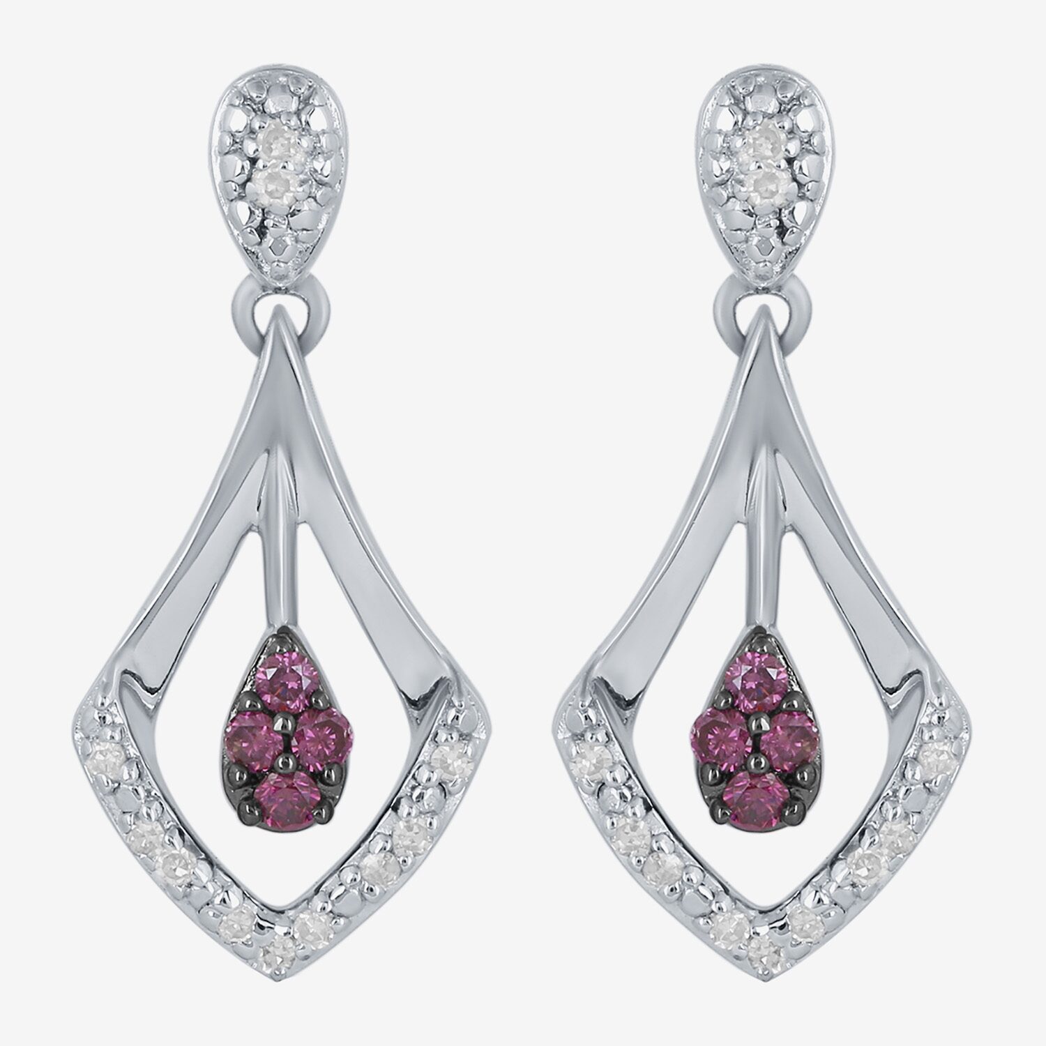 Limited Quantities! Womens 1/4 CT. T.W. Natural Multi Color Diamond Sterling Silver Drop Earrings