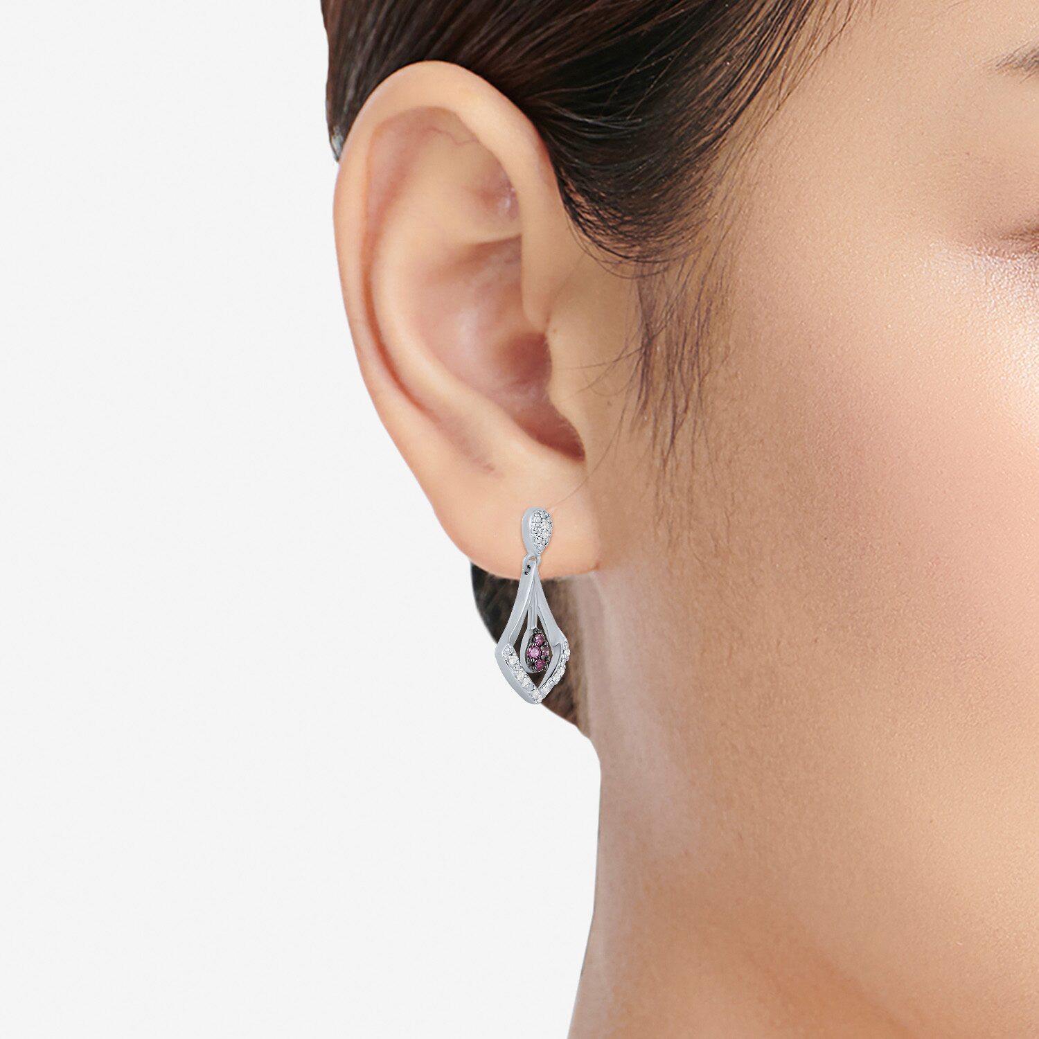Limited Quantities! Womens 1/4 CT. T.W. Natural Multi Color Diamond Sterling Silver Drop Earrings