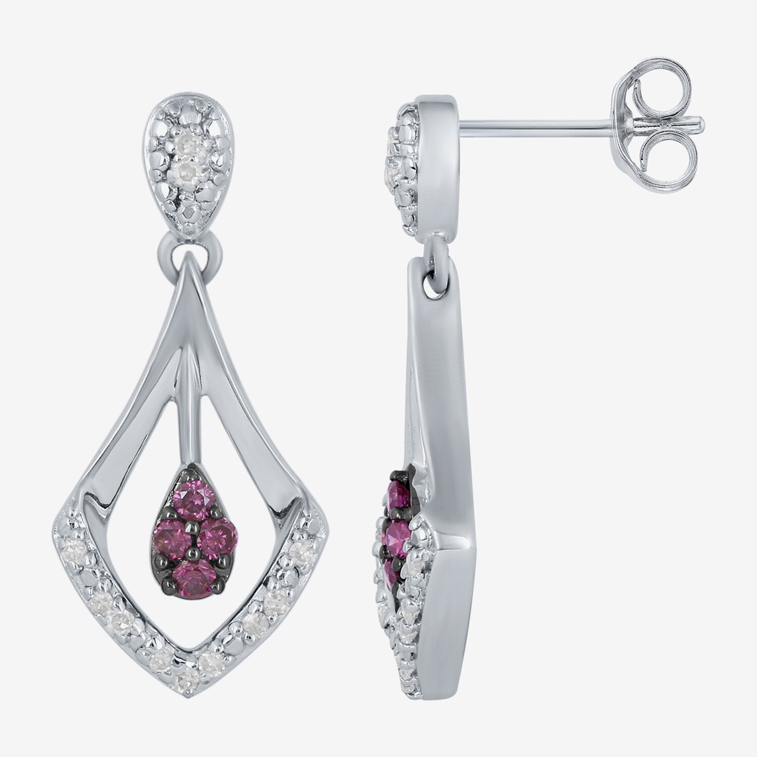 Limited Quantities! Womens 1/4 CT. T.W. Natural Multi Color Diamond Sterling Silver Drop Earrings
