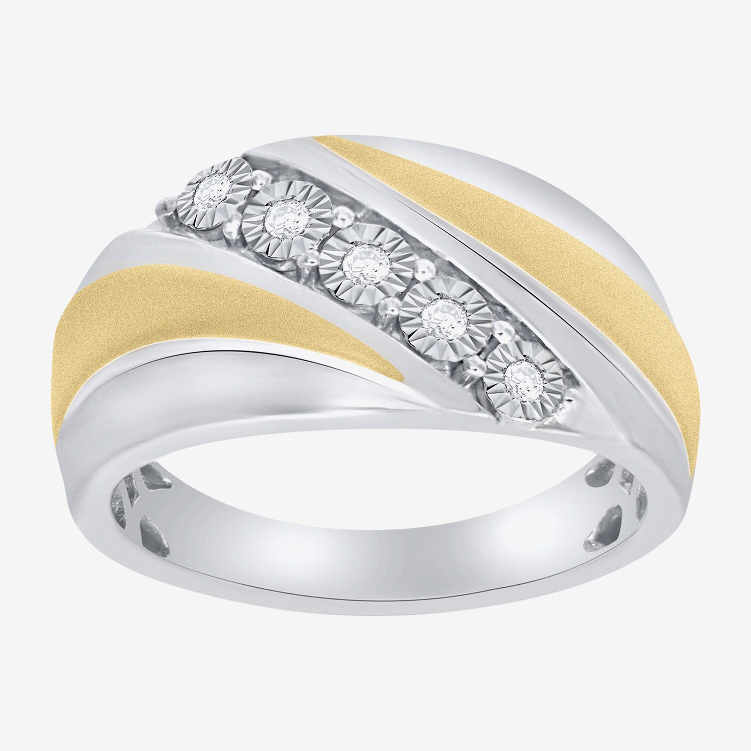 Limited Quantities! Mens 1/10 CT. T.W. Natural White Diamond 14K Gold Over Silver Fashion Ring