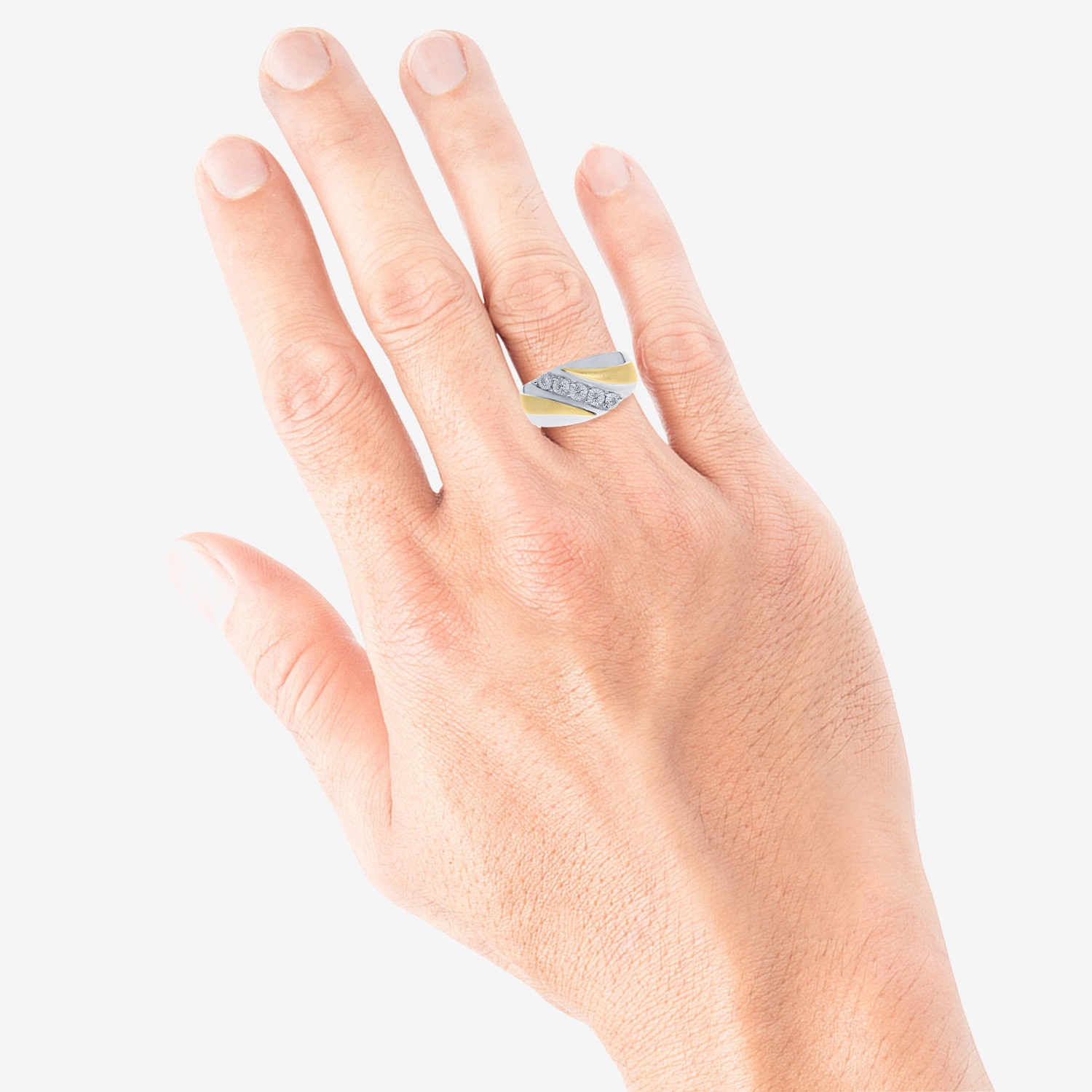 Limited Quantities! Mens 1/10 CT. T.W. Natural White Diamond 14K Gold Over Silver Fashion Ring