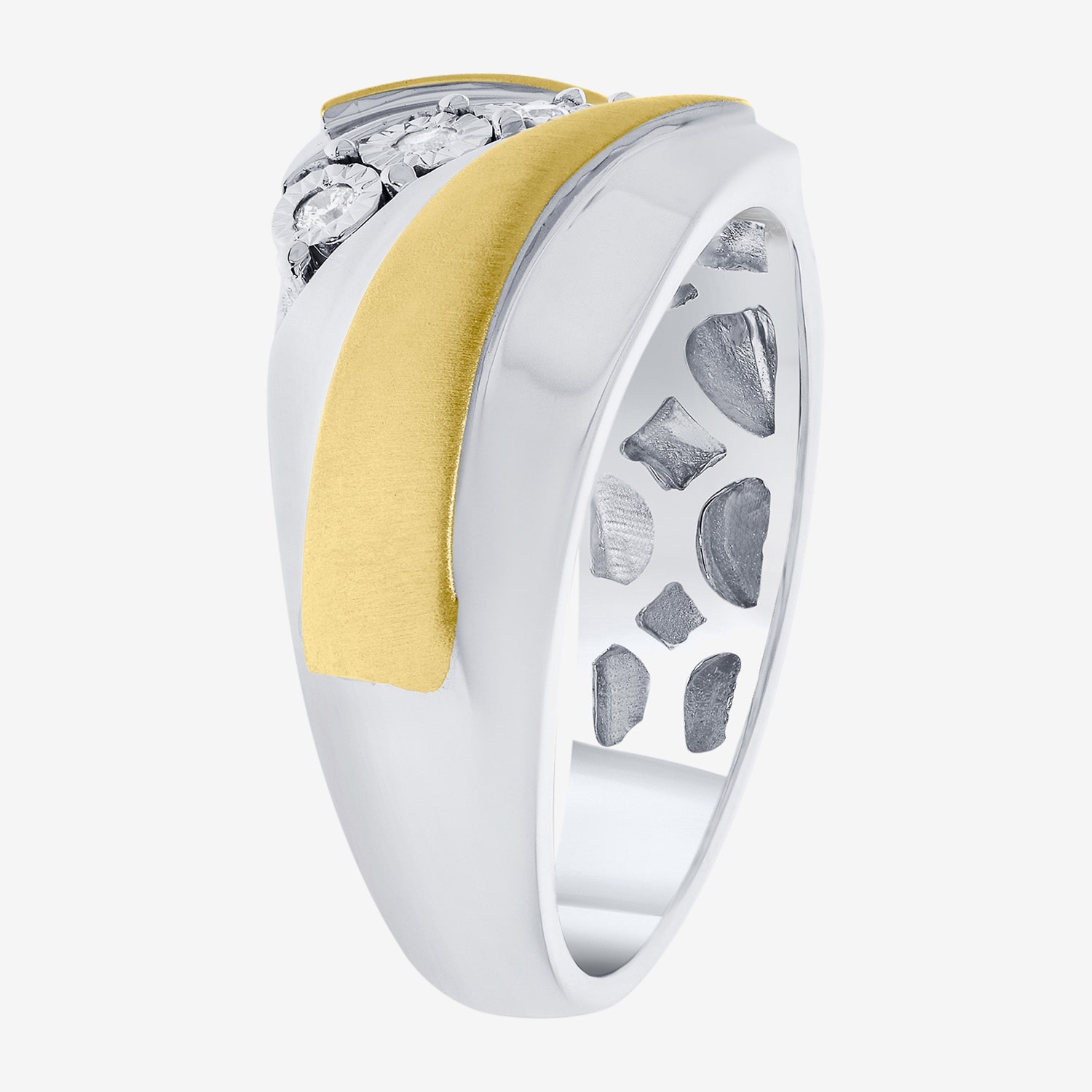 Limited Quantities! Mens 1/10 CT. T.W. Natural White Diamond 14K Gold Over Silver Fashion Ring