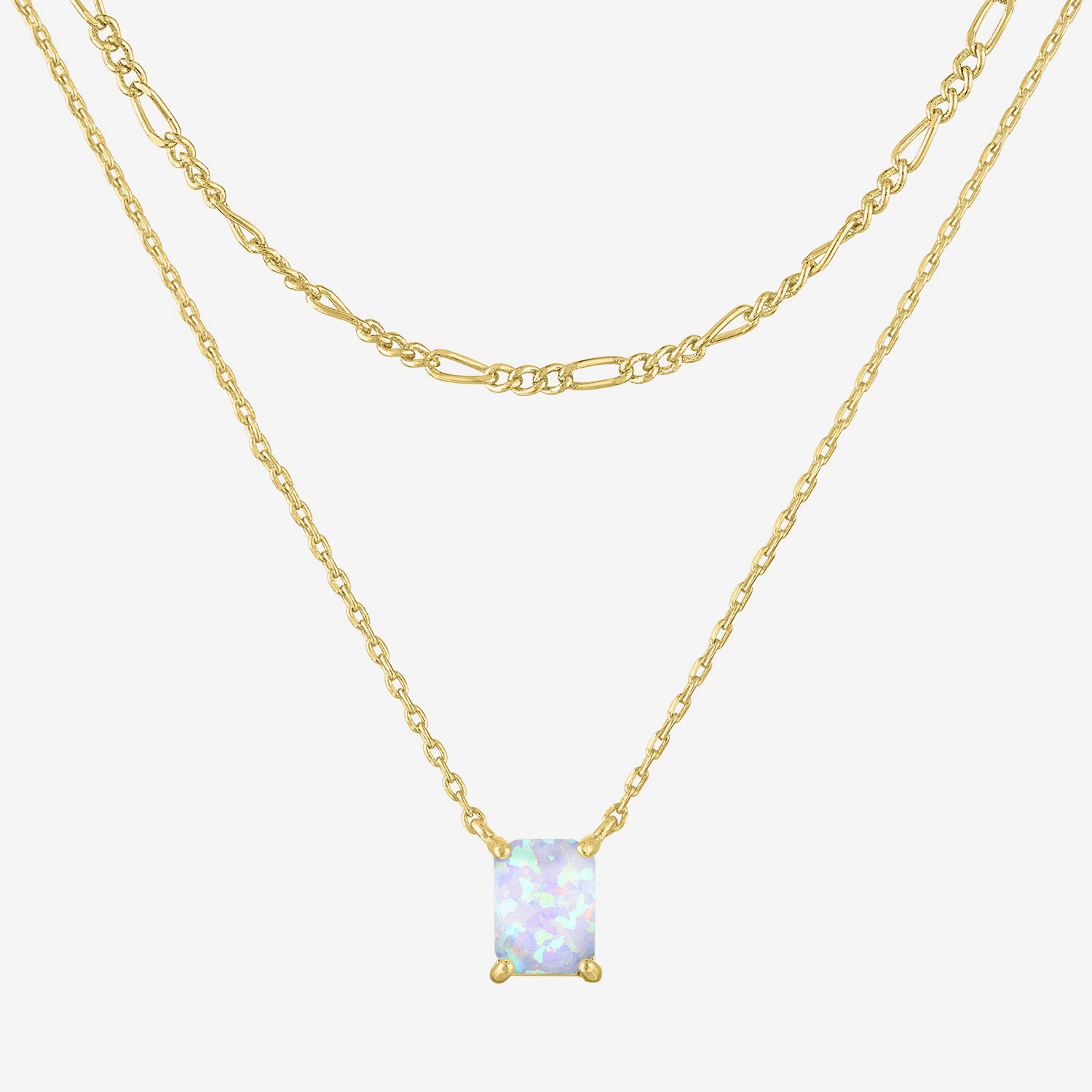 Yes, Please! Womens Lab Created White Opal 14K Gold Over Brass 2-pc. Necklace Set
