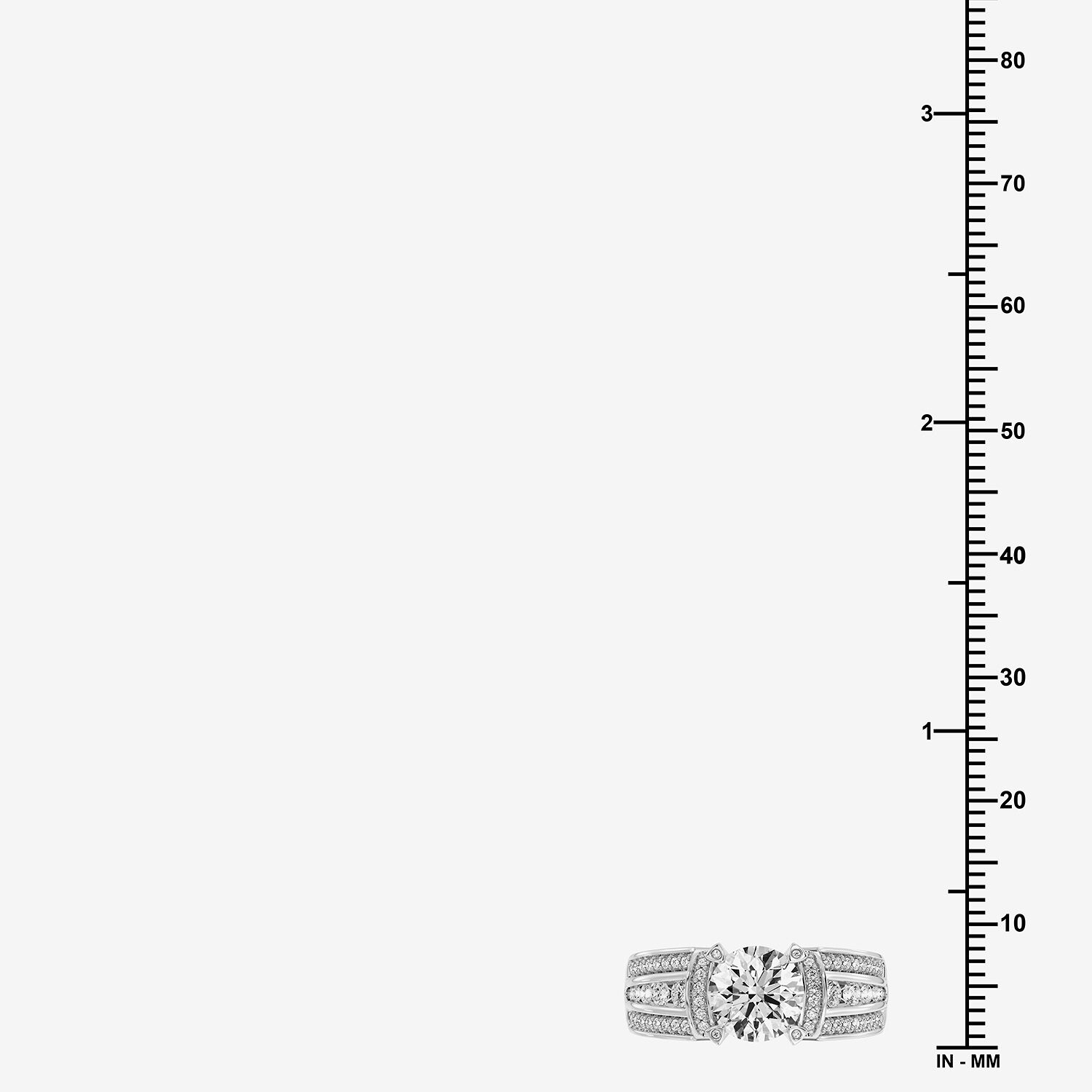 (F / Si1-Si2) Womens 2 CT. T.W. Lab Grown White Diamond Sterling Silver Round Side Stone Engagement Ring