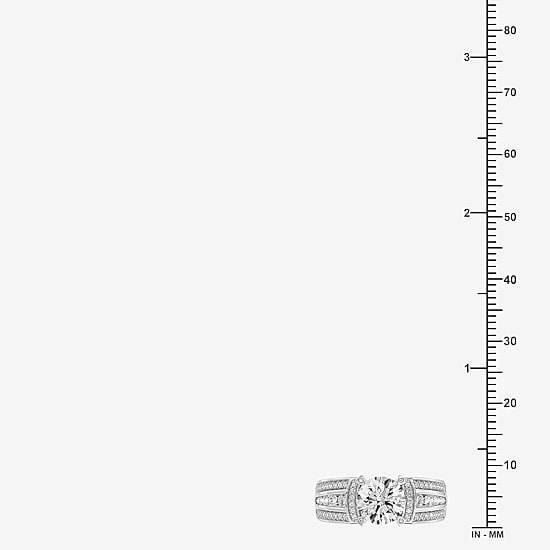 (F / Si1-Si2) Womens 2 CT. T.W. Lab Grown White Diamond Sterling Silver Round Side Stone Engagement Ring