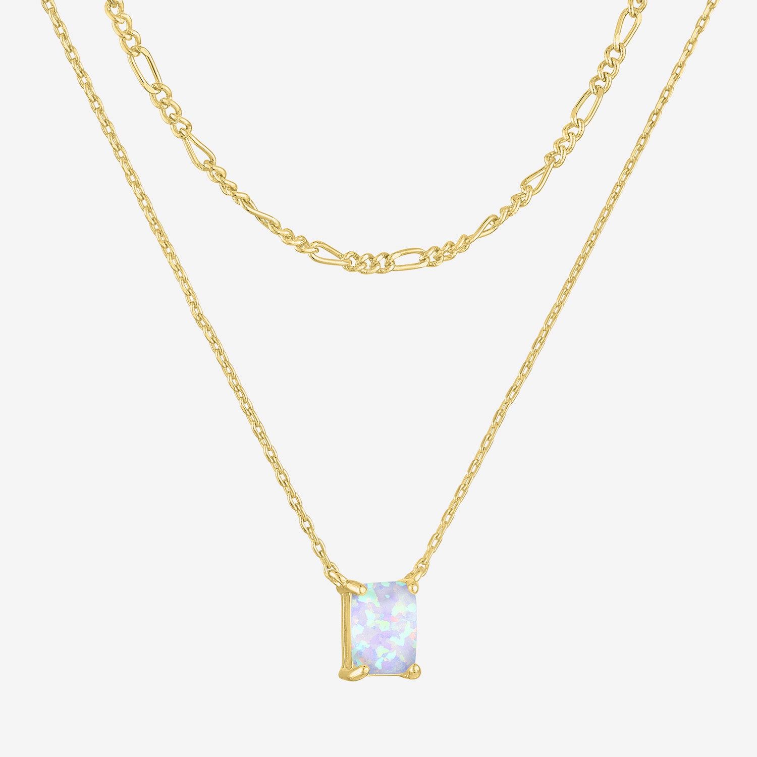 Yes, Please! Womens Lab Created White Opal 14K Gold Over Brass 2-pc. Necklace Set