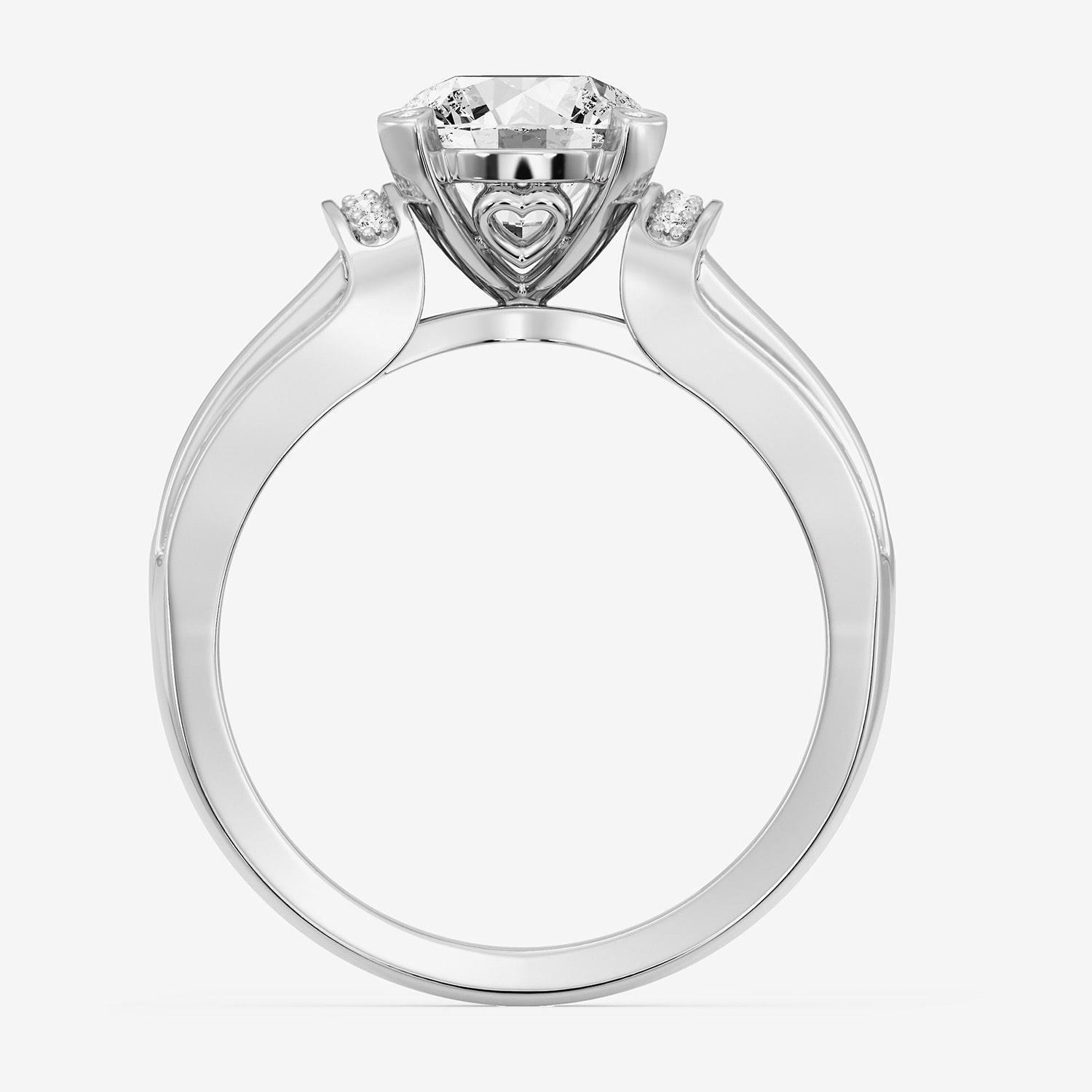 (F / Si1-Si2) Womens 2 CT. T.W. Lab Grown White Diamond Sterling Silver Round Side Stone Engagement Ring