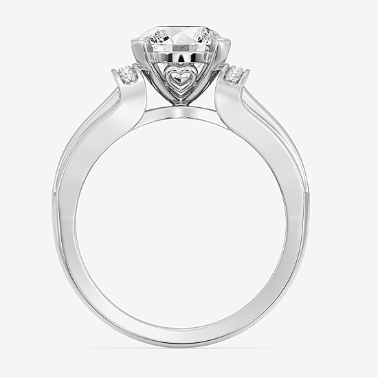 (F / Si1-Si2) Womens 2 CT. T.W. Lab Grown White Diamond Sterling Silver Round Side Stone Engagement Ring