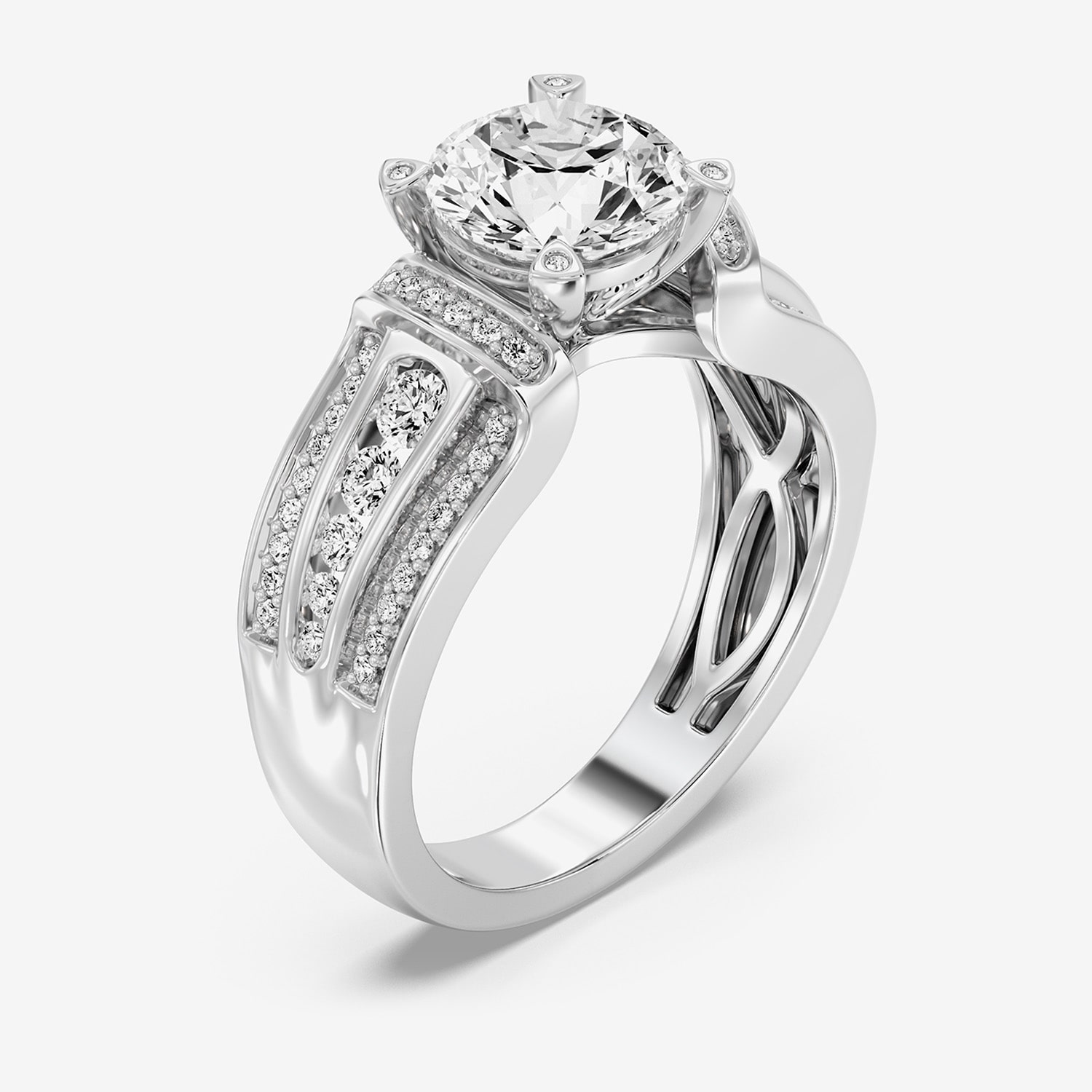 (F / Si1-Si2) Womens 2 CT. T.W. Lab Grown White Diamond Sterling Silver Round Side Stone Engagement Ring
